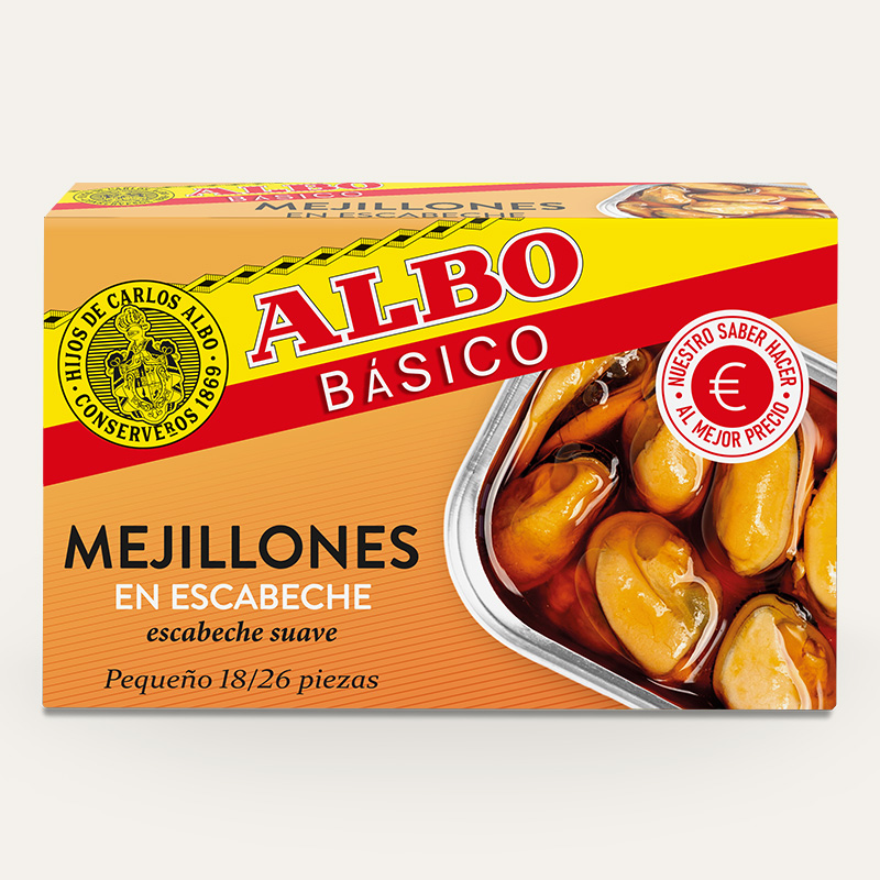 Albo Básico Mejillones en escabeche suave 18/26 piezas