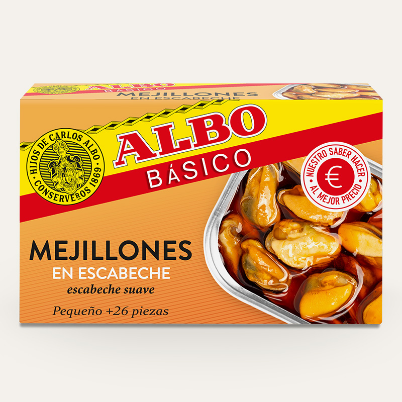Albo Básico Mejillones en escabeche suave más 26 piezas
